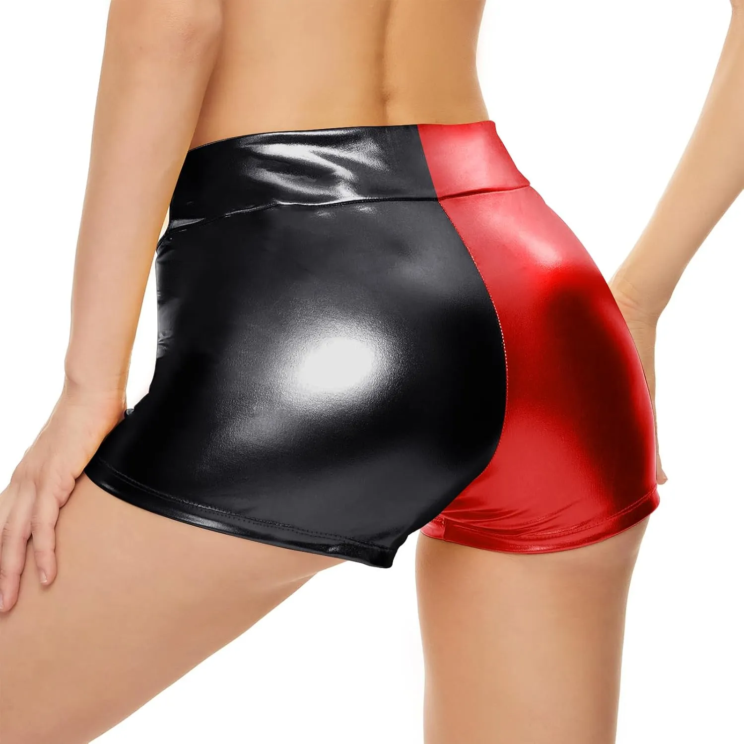 Kepblom Womens Metallic Booty Shorts High Waisted Shiny Rave Bottoms for Dance Festival Costumes