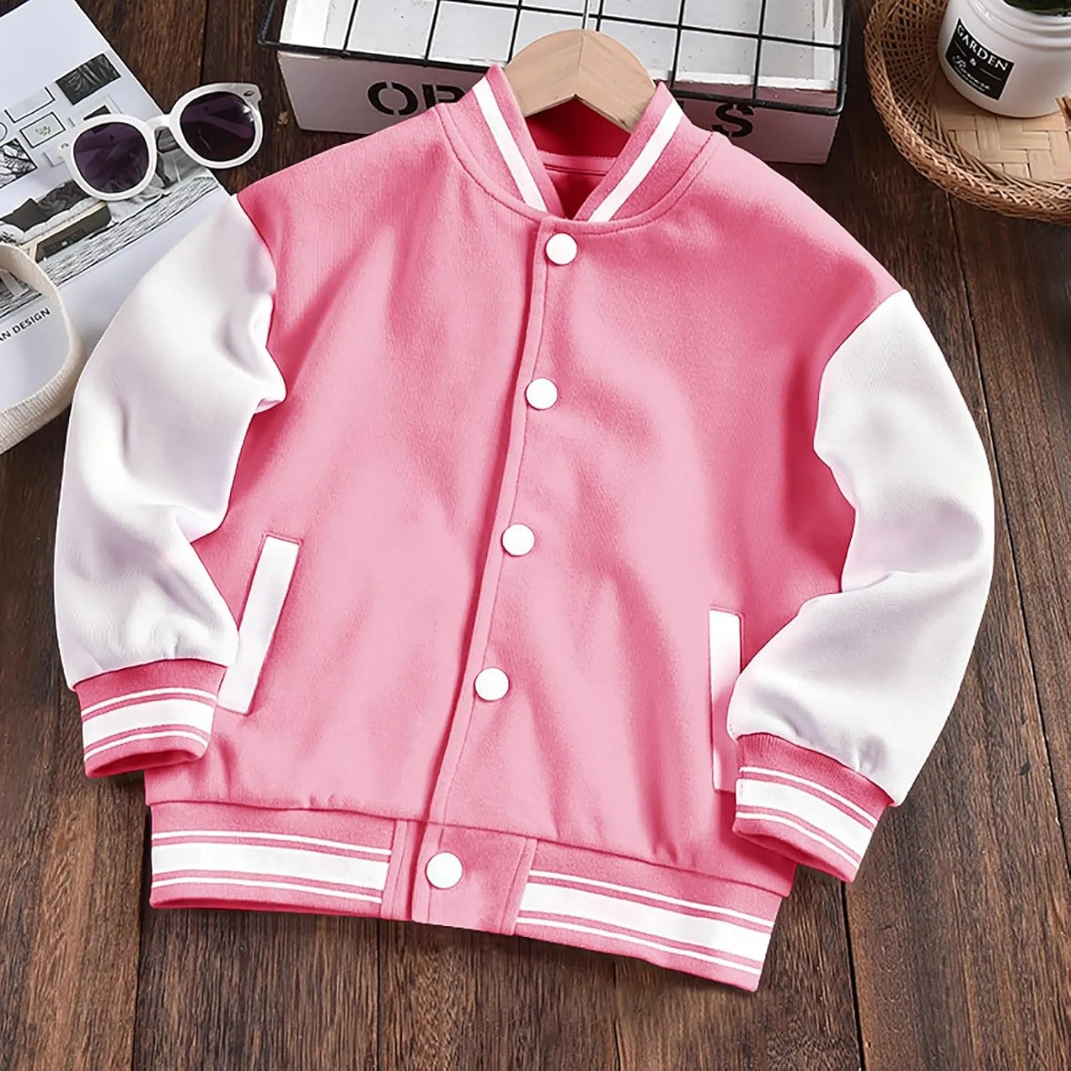 Kids Crewneck Baseball Fashionable Jacket Casual Fit Sport Girls Flower Un𝗶𝐟orms Cardigan Sweatshirt Boys Coat