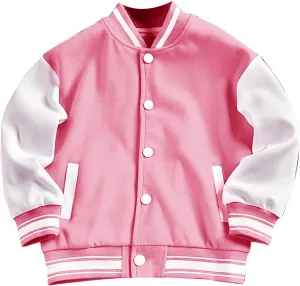 Kids Crewneck Baseball Fashionable Jacket Casual Fit Sport Girls Flower Un𝗶𝐟orms Cardigan Sweatshirt Boys Coat