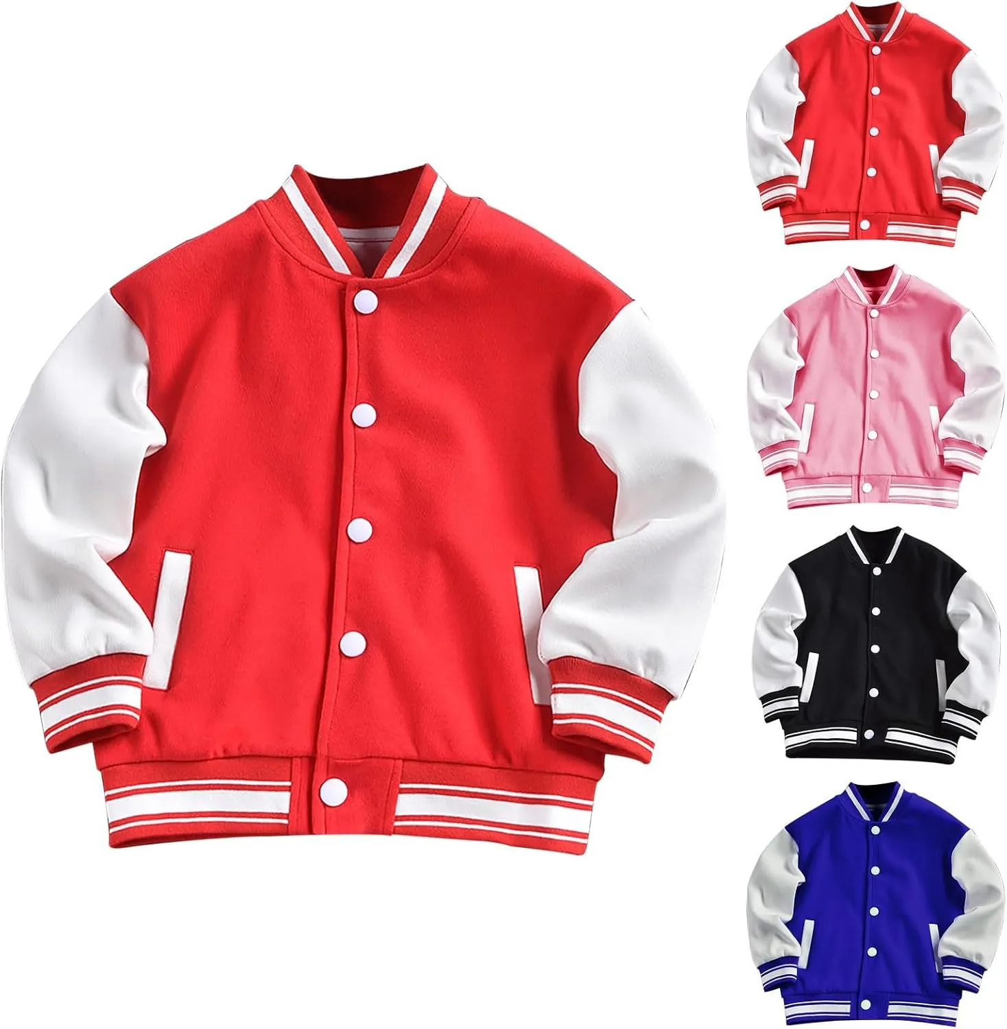Kids Crewneck Baseball Fashionable Jacket Casual Fit Sport Girls Flower Un𝗶𝐟orms Cardigan Sweatshirt Boys Coat