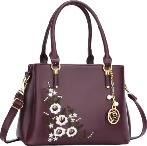 KKXIU Women Satchel Bags Handle Shoulder Handbags and Purses Pockets Zipper Leather Crossbody Bags