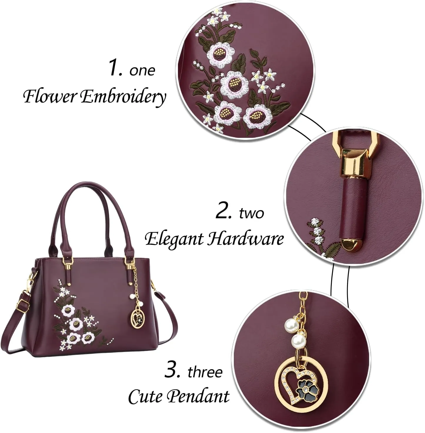 KKXIU Women Satchel Bags Handle Shoulder Handbags and Purses Pockets Zipper Leather Crossbody Bags
