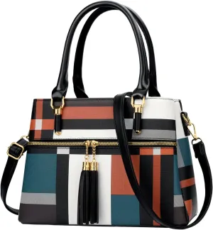 KKXIU Women Satchel Bags Handle Shoulder Handbags and Purses Pockets Zipper Leather Crossbody Bags