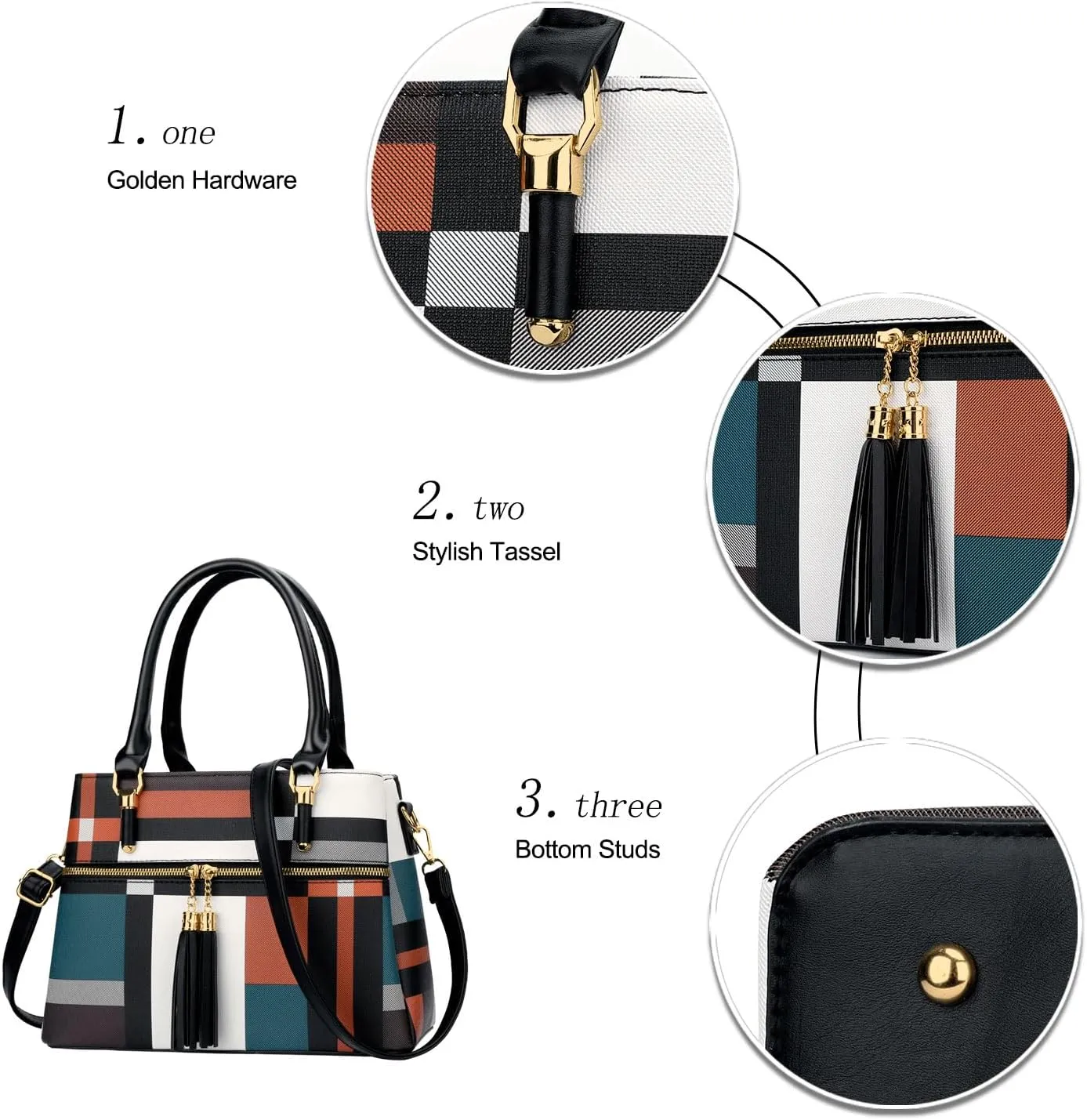 KKXIU Women Satchel Bags Handle Shoulder Handbags and Purses Pockets Zipper Leather Crossbody Bags