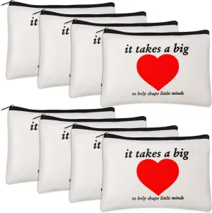 Kolewo4ever 8pcs Teacher Thank You Gift Makeup Bag Cosmetic Bag,Graduation Gifts for Teachers,Teacher Appreciation Gifts