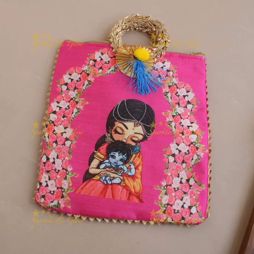 Krishna Yashodha 8.5" Printed Bag