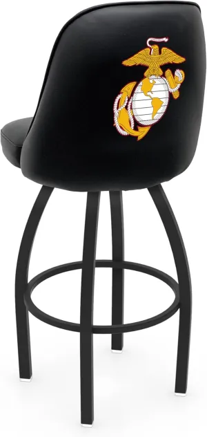 L048 Logo Grizzly Marine Corps (Red/Yellow) Swivel Bar Stool