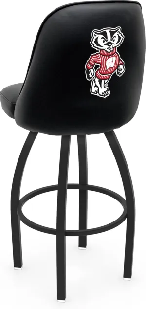 L048 Logo Grizzly Wisconsin Badger Swivel Bar Stool
