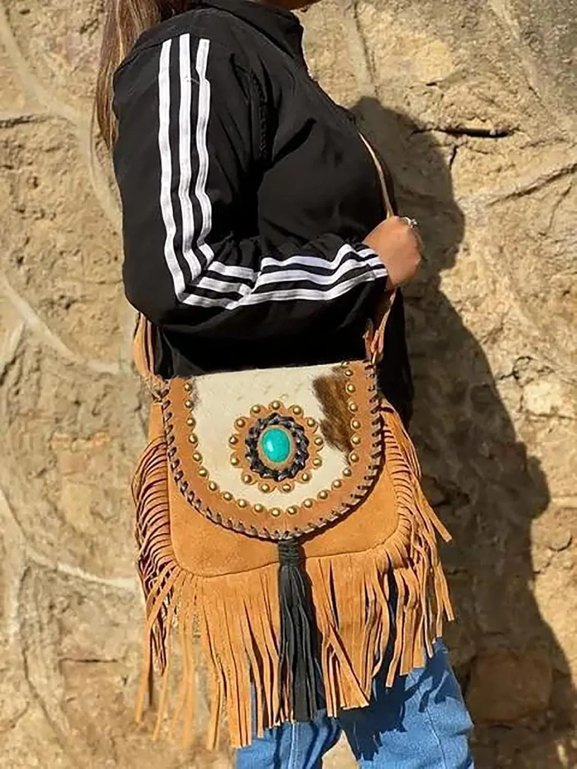 Ladies Jacket Handmade Western Suede Leather Cow-Lady Women Fringe Jacket Coats