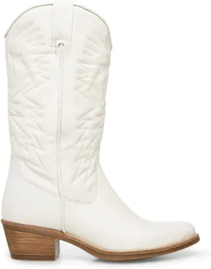 Ladmiple Cowboy Boots For Women Knee High Wide Calf Cowgirl Embroidered Western Chunky Heel Stitching Pull On Boots