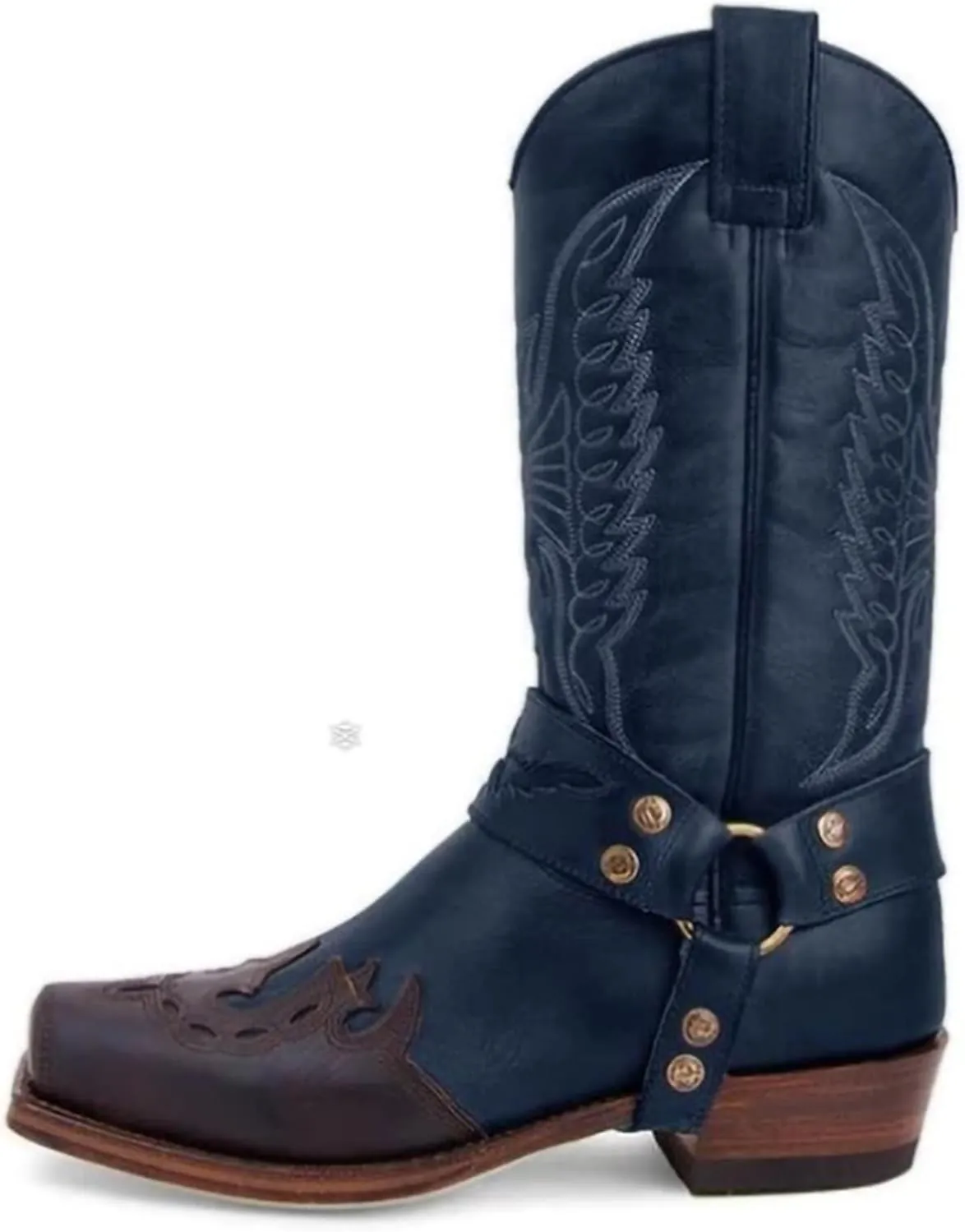Ladmiple Cowboy Boots For Women Wide Calf Knee High Embroidered Pull-On Chunky Heel Cowgirl Western Fashion Tall Boot