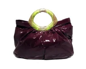 LAI Purple Patent Leather and Python Tote