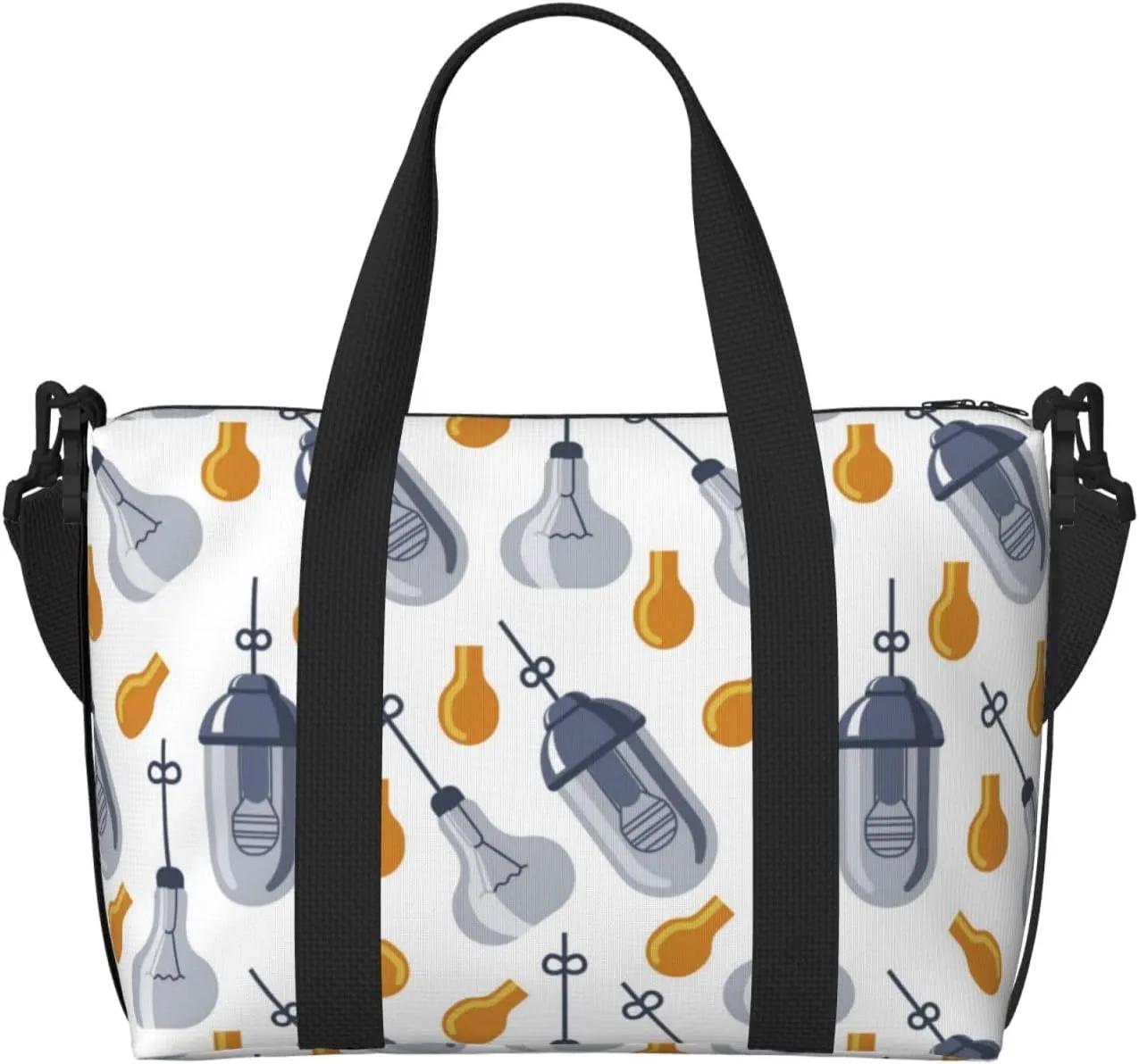 Laptop Tote Bag for Women Work - Light Bulbs Print Gym Bag for Women Men, Crossbody Travel Bags for Women Men Carry On, Weekender Bags for Women Travel