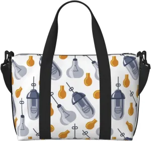 Laptop Tote Bag for Women Work - Light Bulbs Print Gym Bag for Women Men, Crossbody Travel Bags for Women Men Carry On, Weekender Bags for Women Travel