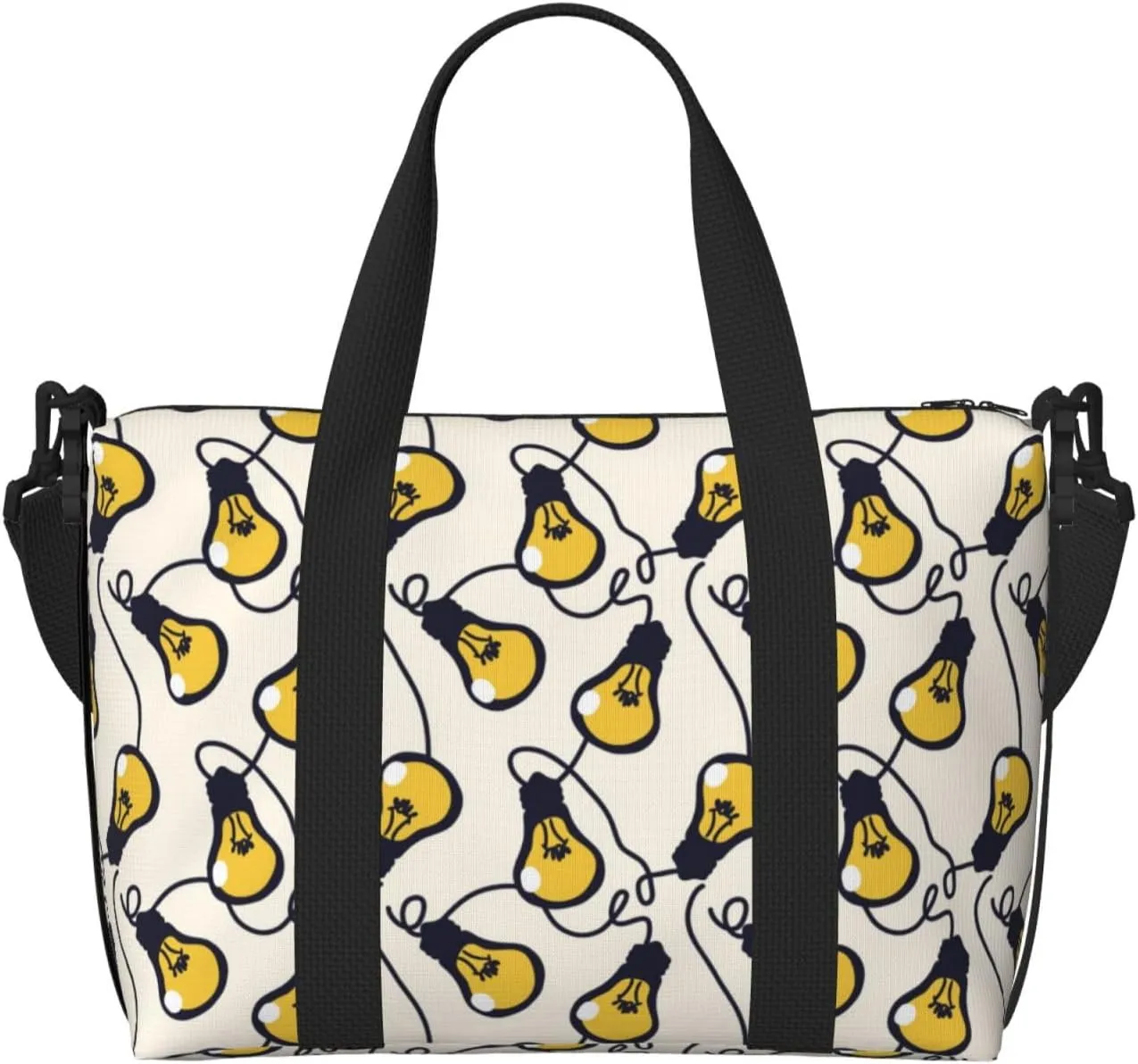 Laptop Tote Bag for Women Work - yellow Light Bulbs Print Gym Bag for Women Men, Crossbody Travel Bags for Women Men Carry On, Weekender Bags for Women Travel