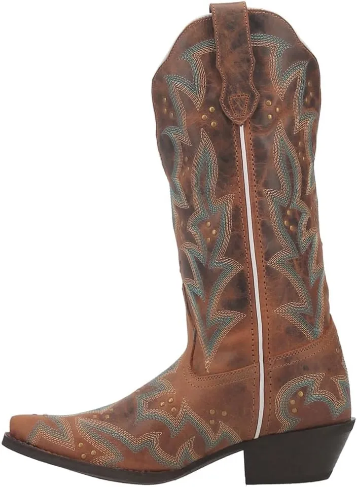Laredo Womens Adrian Snip Toe Casual Boots Mid Calf Low Heel 1-2" - Brown