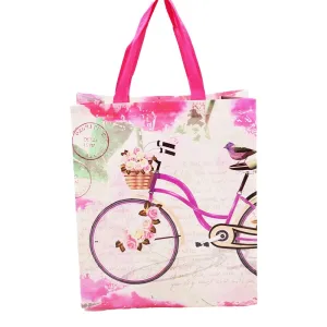 Large Bicycle With Basket Printed PP Non-Woven Bag