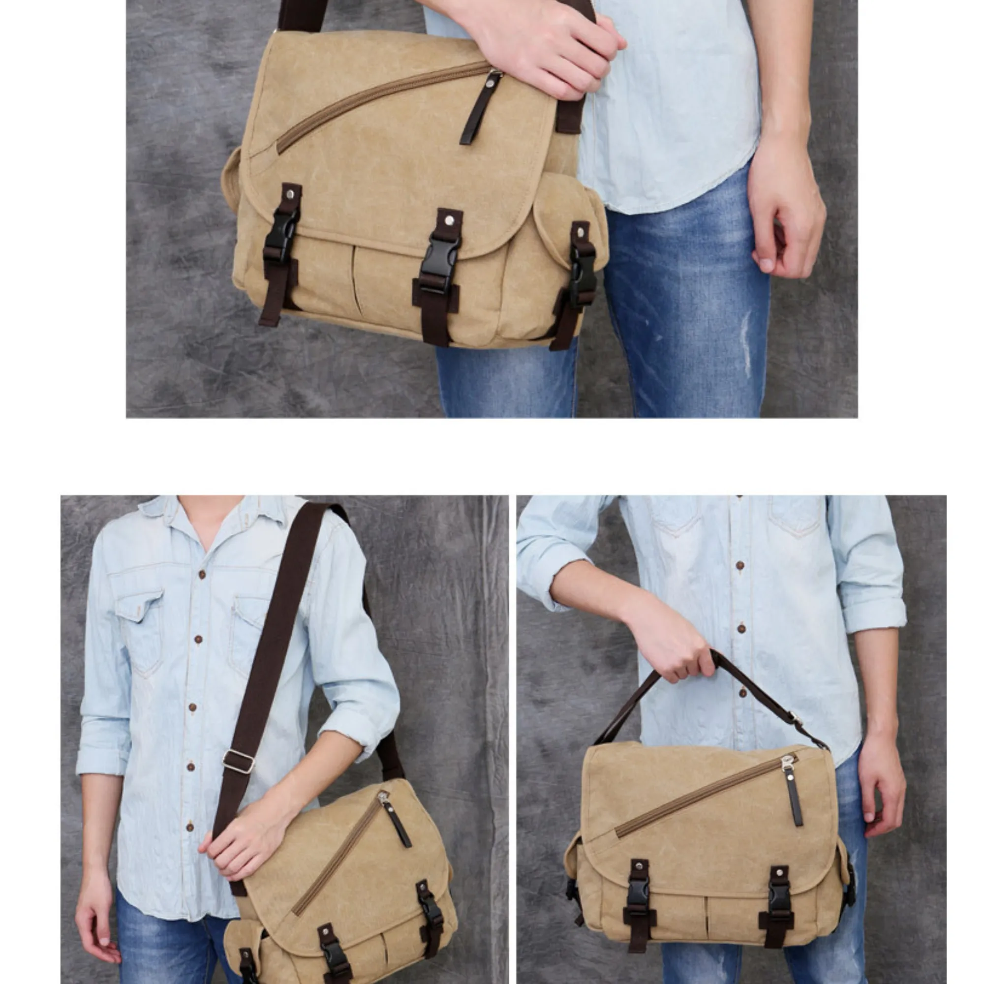 Large Canvas Satchel Bag – Travel Messenger and ; Laptop Shoulder Bag