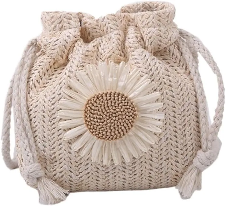 Large capacity Bag Fresh Flower - decorated Straw Crossbody Bag, A Stylish and Casual Choice Ladies shoulder Bag