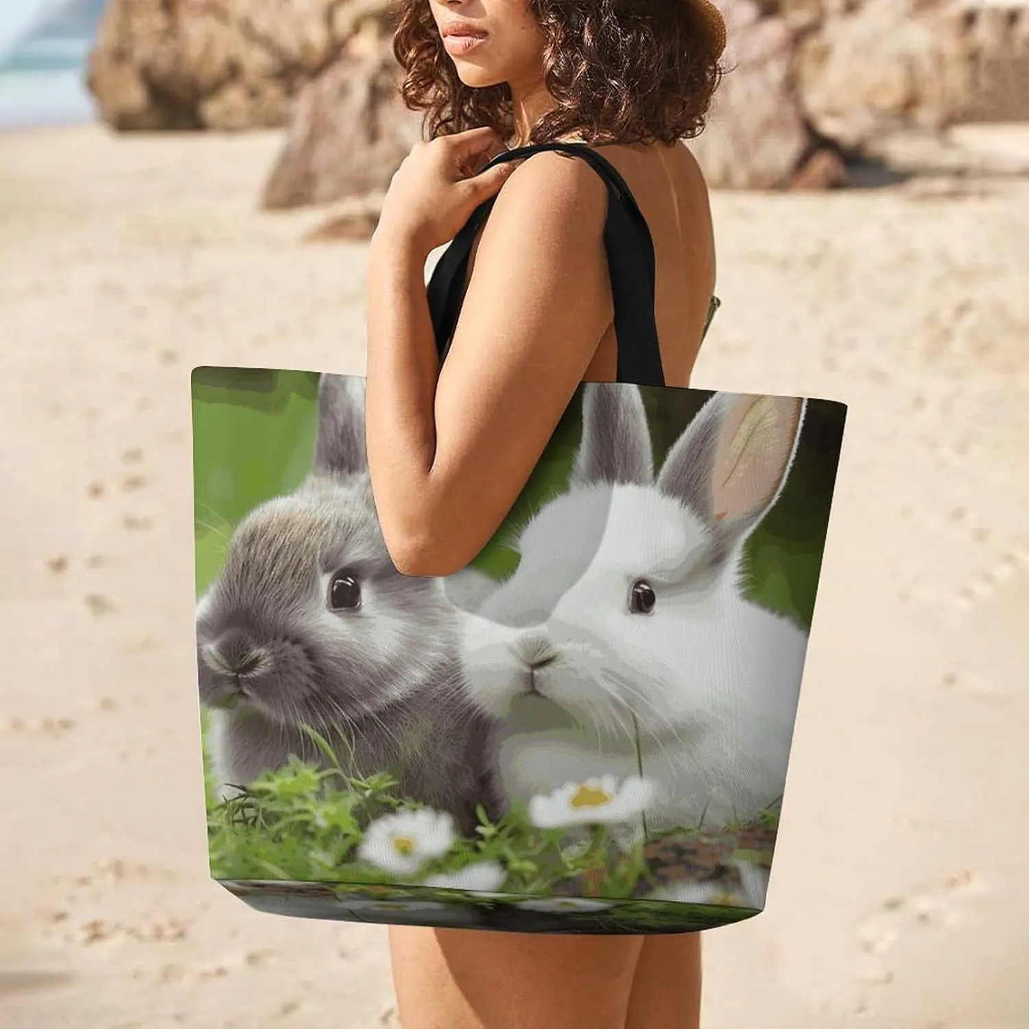 Large Capacity Shopping Bag Space with Cluster Canvas Grocery Bags Foldable Tote Bag