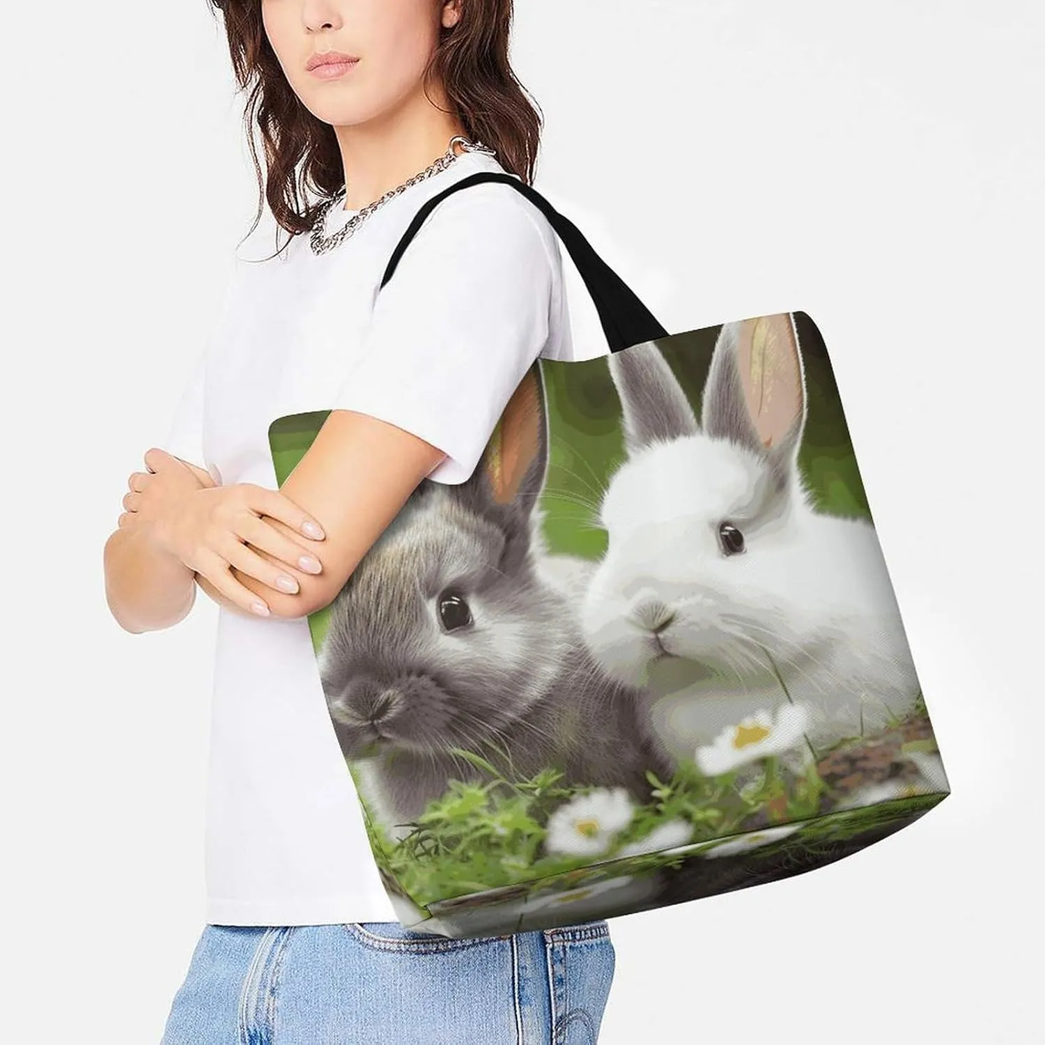 Large Capacity Shopping Bag Space with Cluster Canvas Grocery Bags Foldable Tote Bag