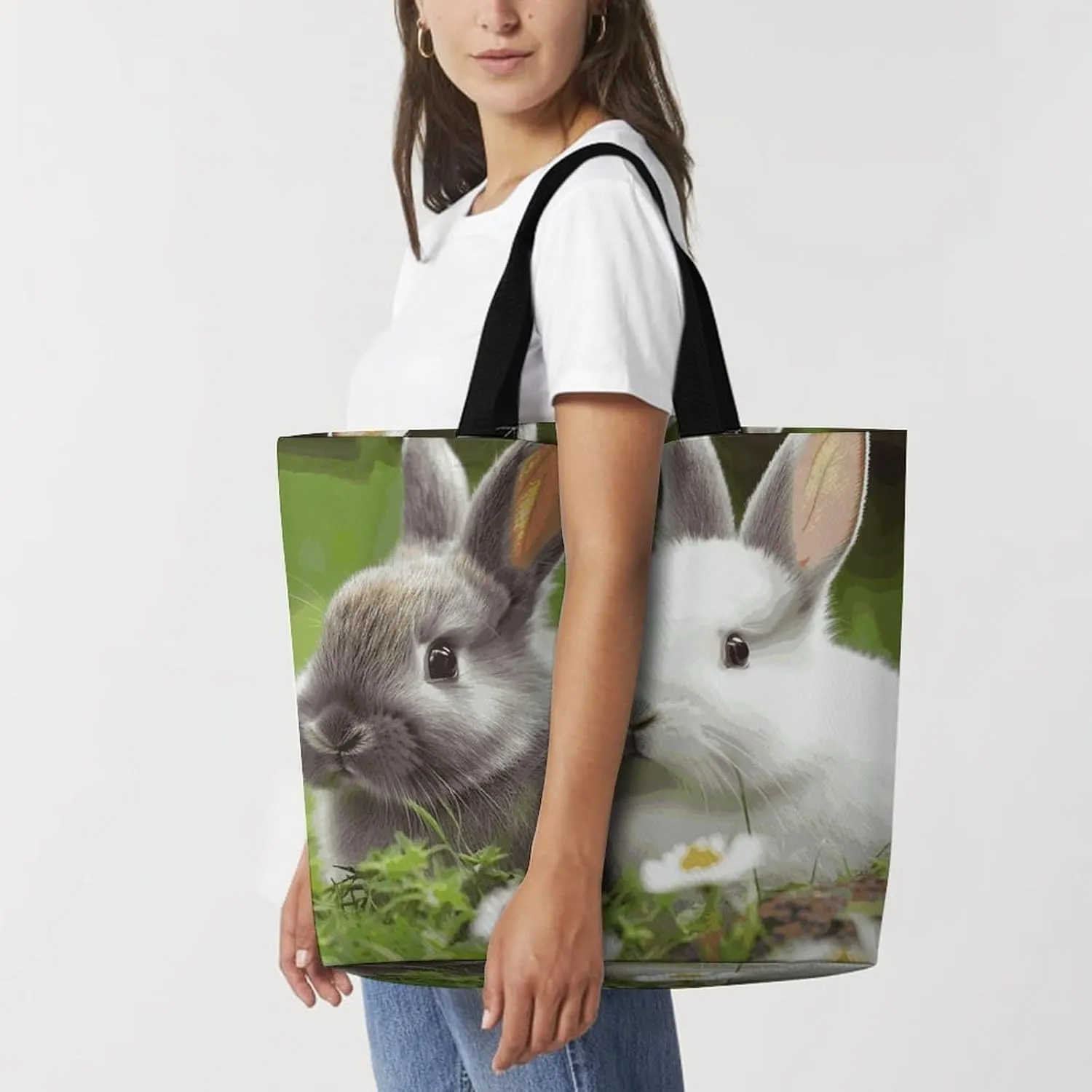 Large Capacity Shopping Bag Space with Cluster Canvas Grocery Bags Foldable Tote Bag