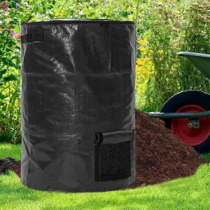 Large Compost Bin Bags,Garden Compost Bin Bags 80 Gallon(300L) Outdoor Collapsible Garden Yard Garbage Cans Fallen Leaf Bag (Black 1pc)