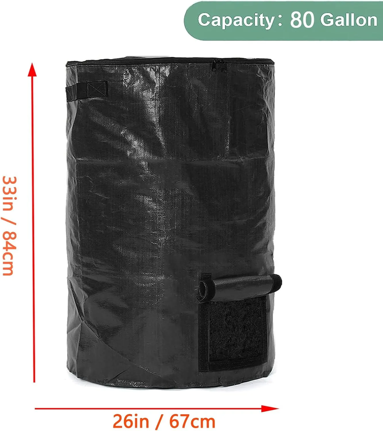 Large Compost Bin Bags,Garden Compost Bin Bags 80 Gallon(300L) Outdoor Collapsible Garden Yard Garbage Cans Fallen Leaf Bag (Black 1pc)