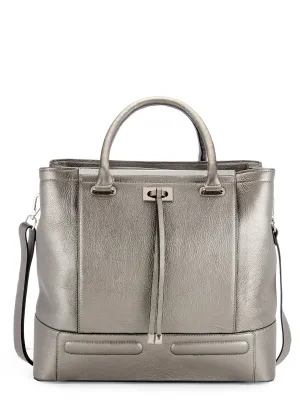 Large Shopper In Metallic Leather