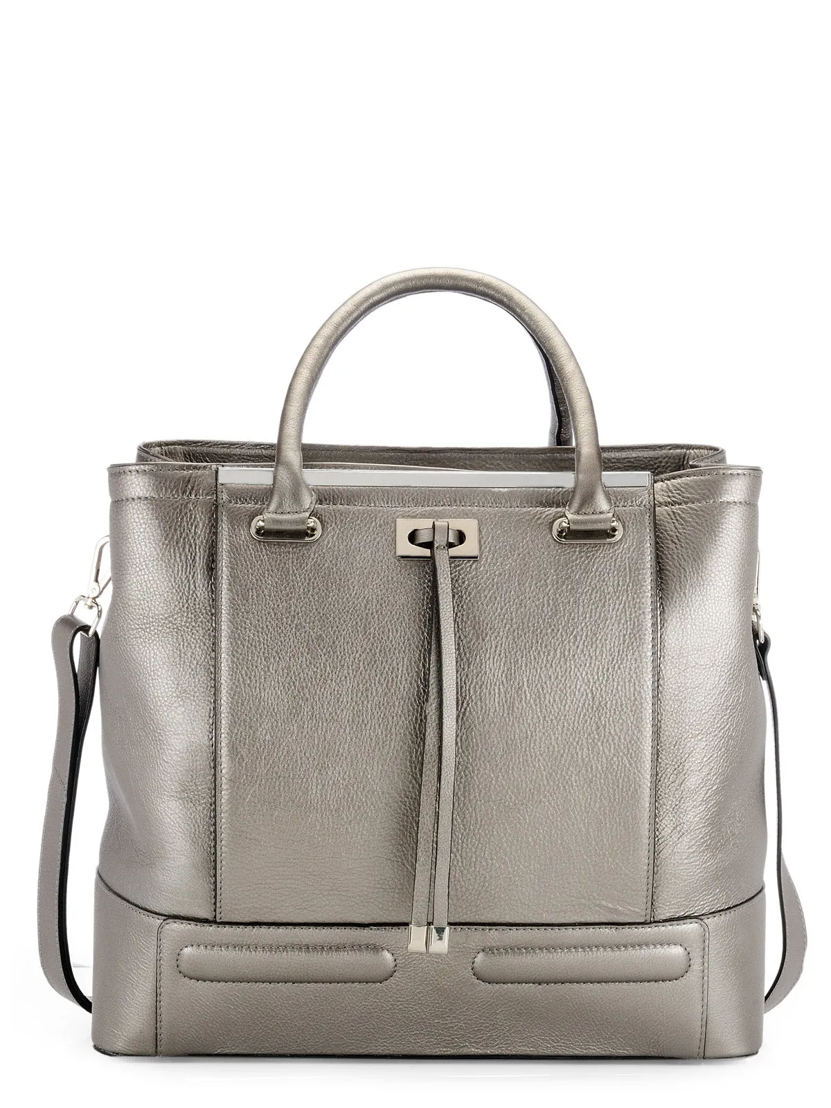 Large Shopper In Metallic Leather
