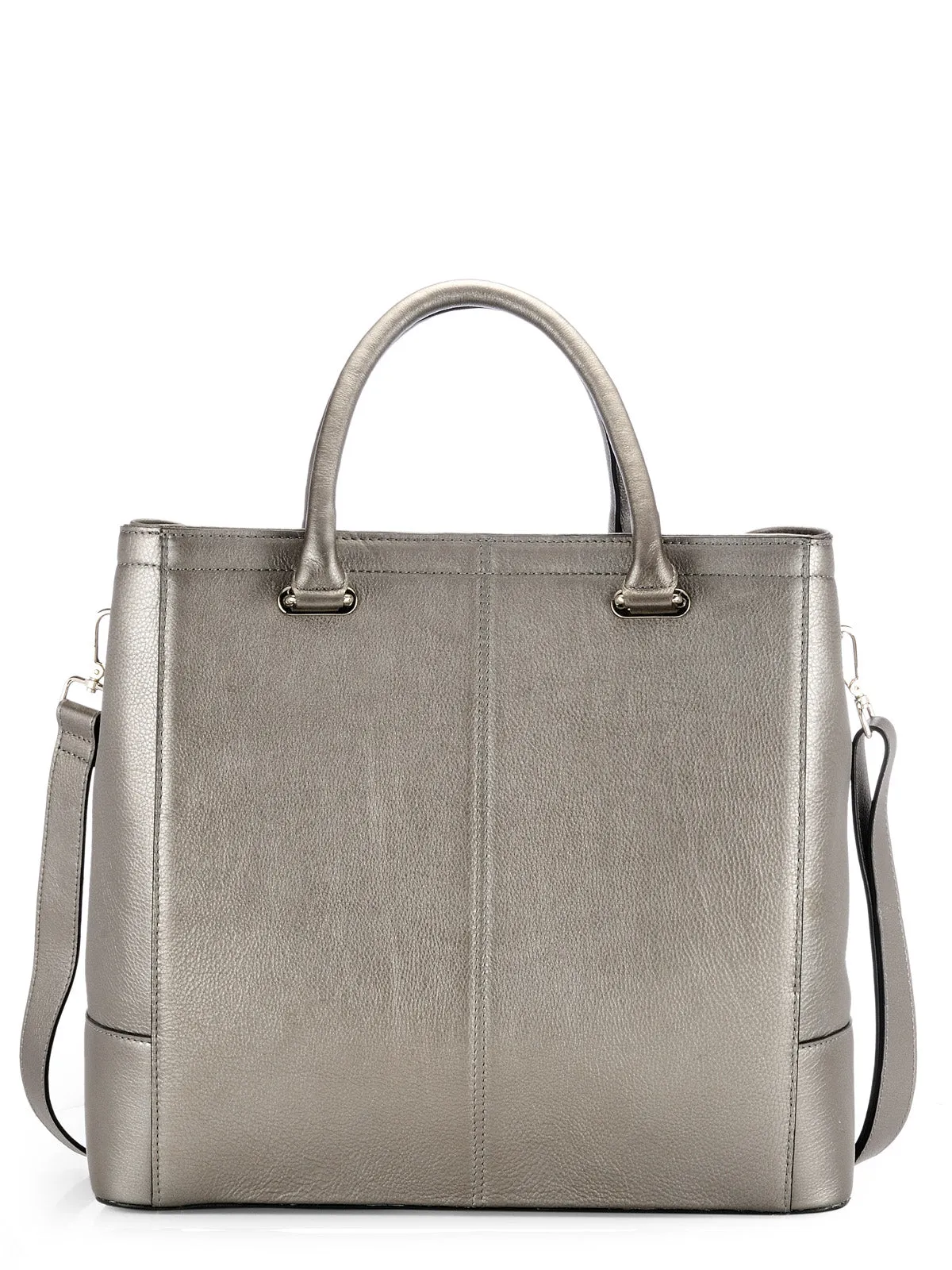 Large Shopper In Metallic Leather