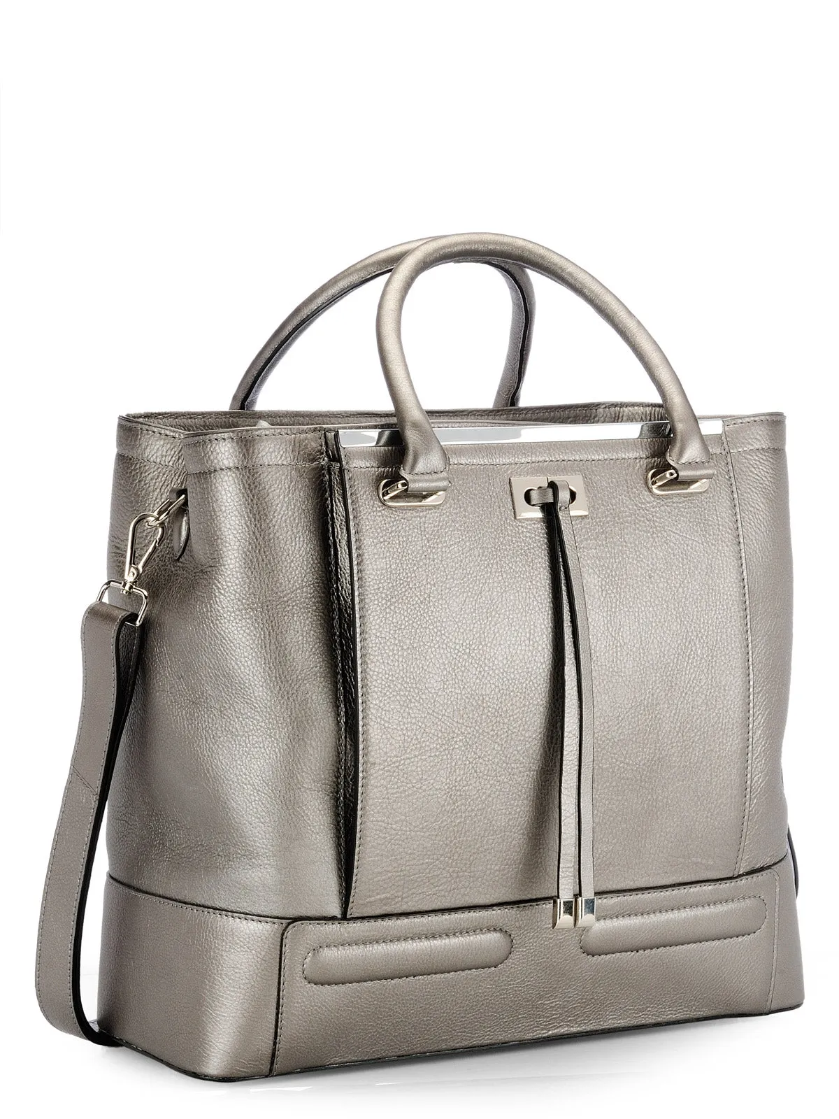 Large Shopper In Metallic Leather