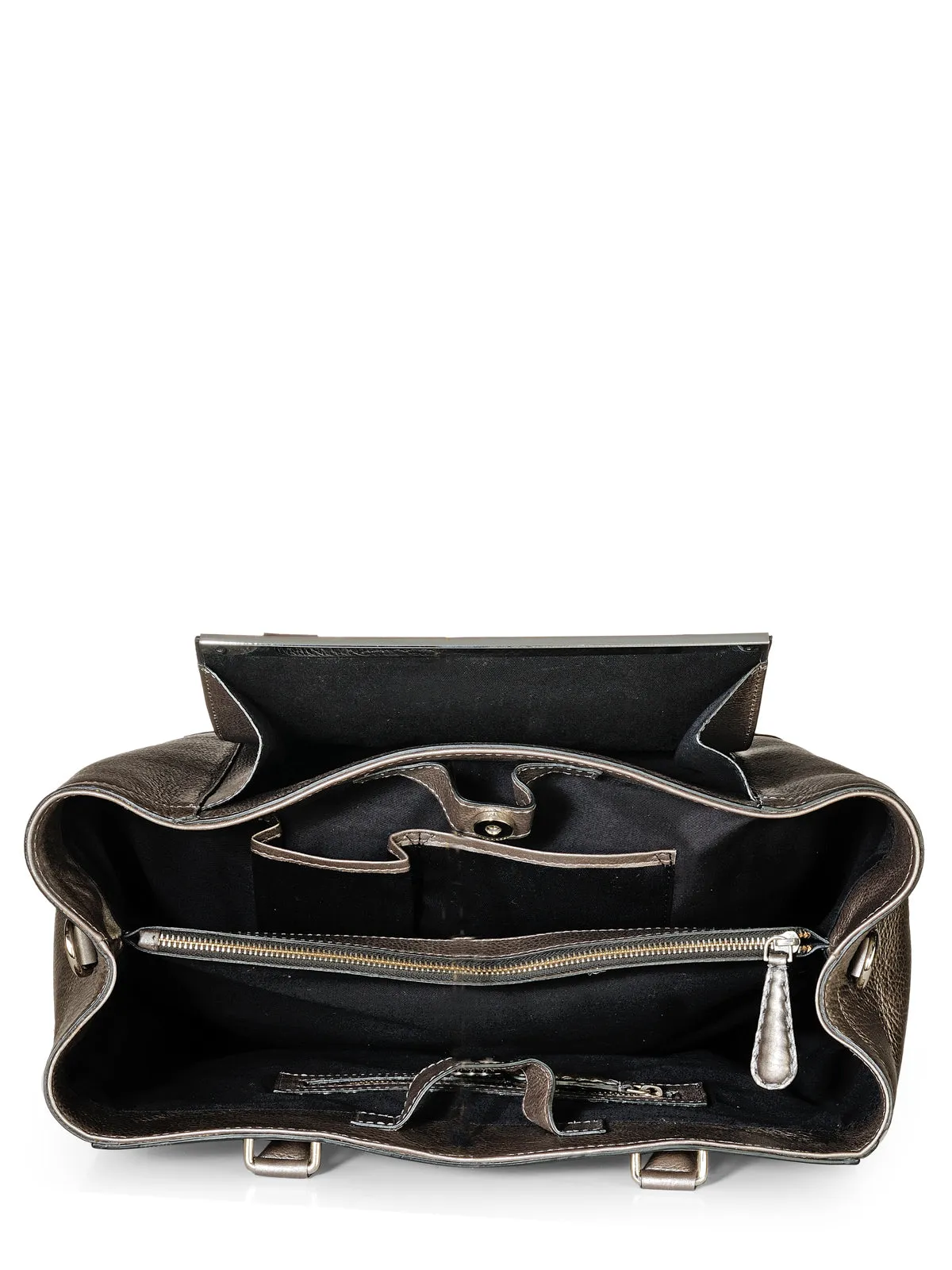 Large Shopper In Metallic Leather