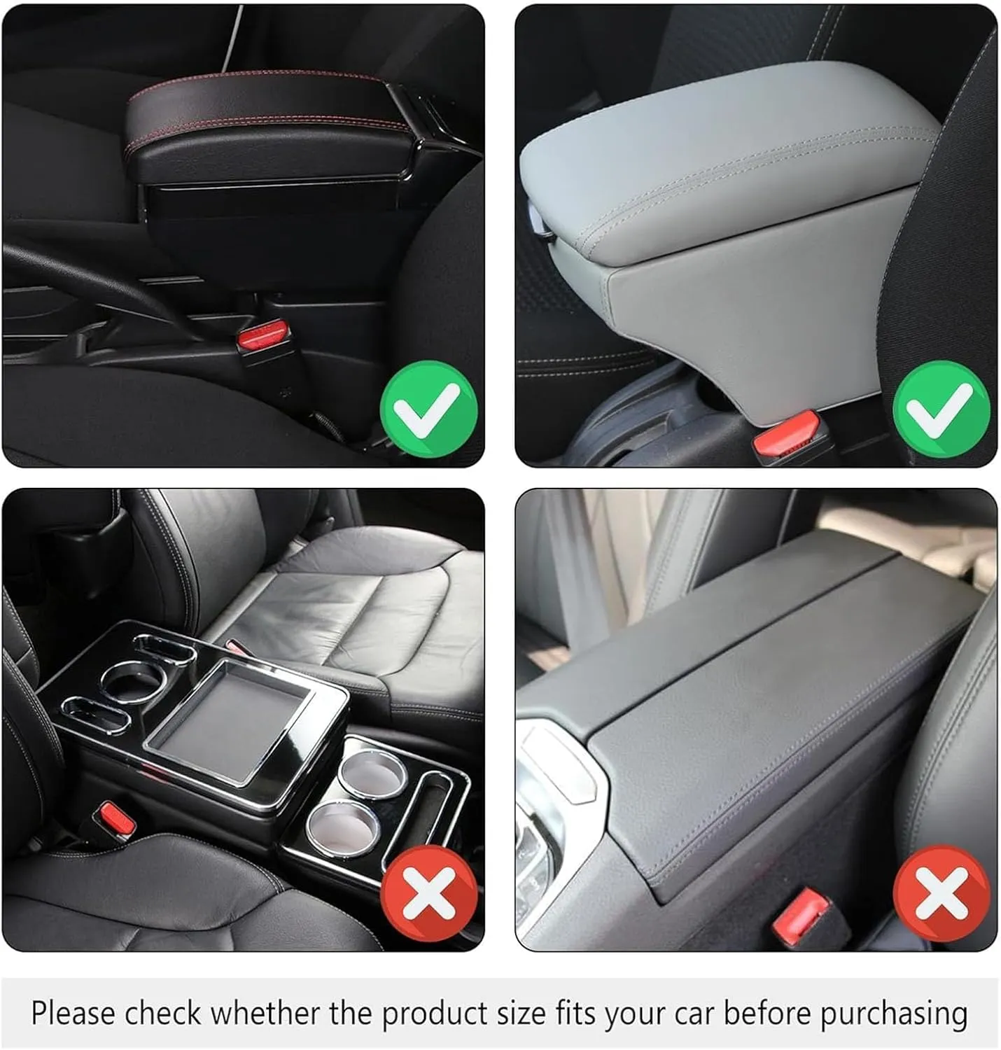 Leather Car Center Console Cover for Toyota Tundra 2007-2023, Universal Car Armrest Cover Protector 2 Storage Bags Waterproof Anti Scratch Interior Accessories, Brown