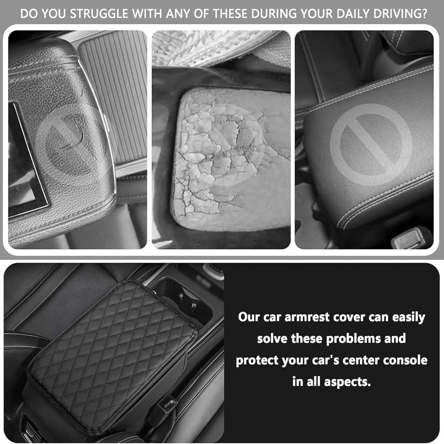 Leather Car Center Console Cover for Toyota Tundra 2007-2023, Universal Car Armrest Cover Protector 2 Storage Bags Waterproof Anti Scratch Interior Accessories, Brown