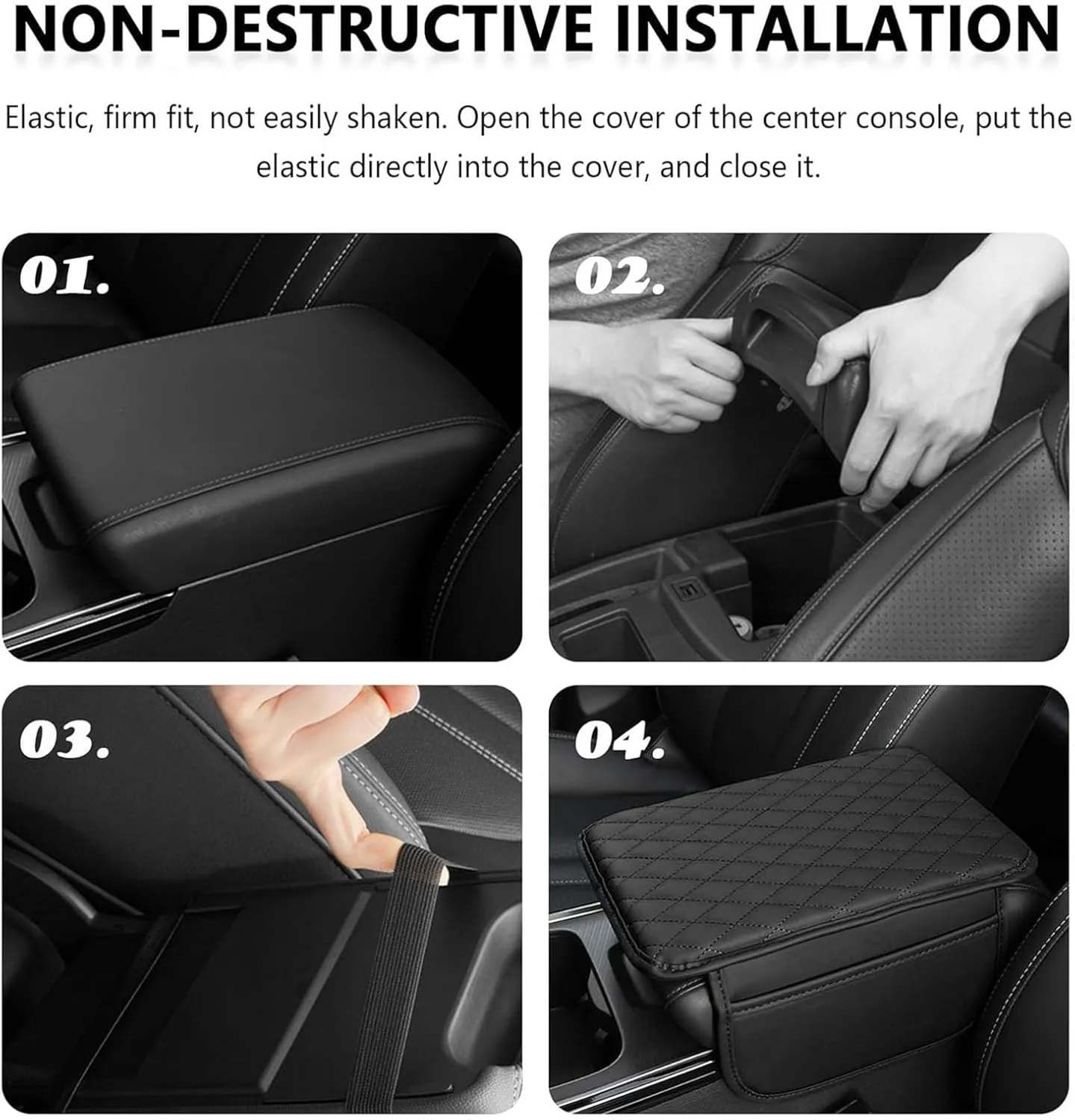 Leather Car Center Console Cover for Toyota Tundra 2007-2023, Universal Car Armrest Cover Protector 2 Storage Bags Waterproof Anti Scratch Interior Accessories, Brown
