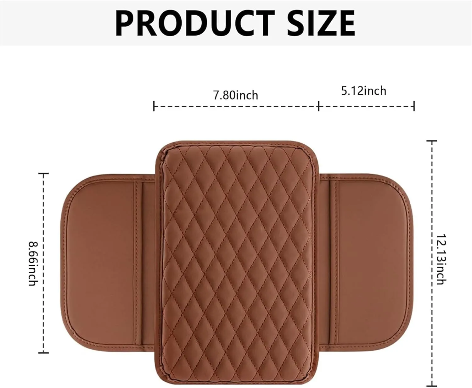 Leather Car Center Console Cover for Toyota Tundra 2007-2023, Universal Car Armrest Cover Protector 2 Storage Bags Waterproof Anti Scratch Interior Accessories, Brown
