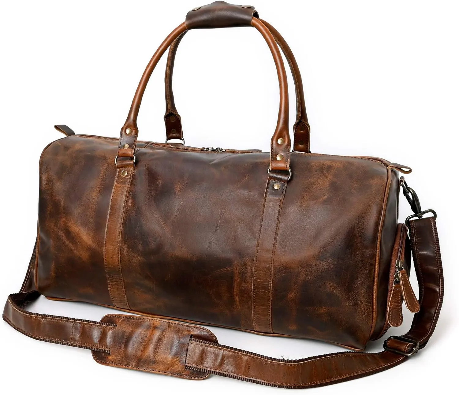 Leather Duffle Bags for Travel for Men and Women 21 inch Carry On Bag Full Grain Leather Gym Bag Overnight Weekend Leather Bags Sports Flight Professional