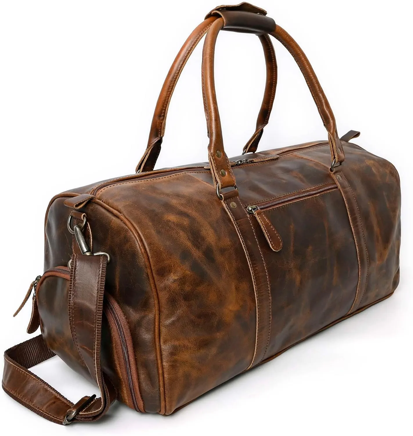 Leather Duffle Bags for Travel for Men and Women 21 inch Carry On Bag Full Grain Leather Gym Bag Overnight Weekend Leather Bags Sports Flight Professional