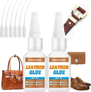 Leather Glue, Fast-Drying Adhesive, Clear Superglue for Repairing Furniture Upholstery, Sofas, Shoes, Bags and Other Crafts, 60g (Pack of 2)