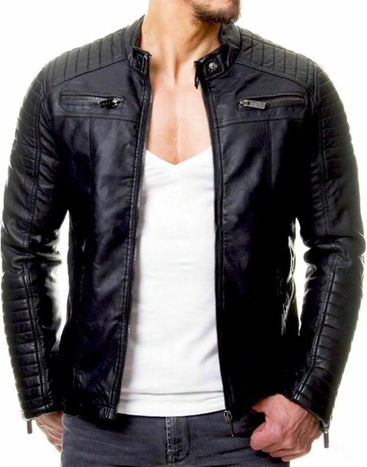 Leather Jacket Mens Club Coat Vintage Autumn Winter Men Jacket Collar Men's Coats Jackets Mens Jacket Lightweight