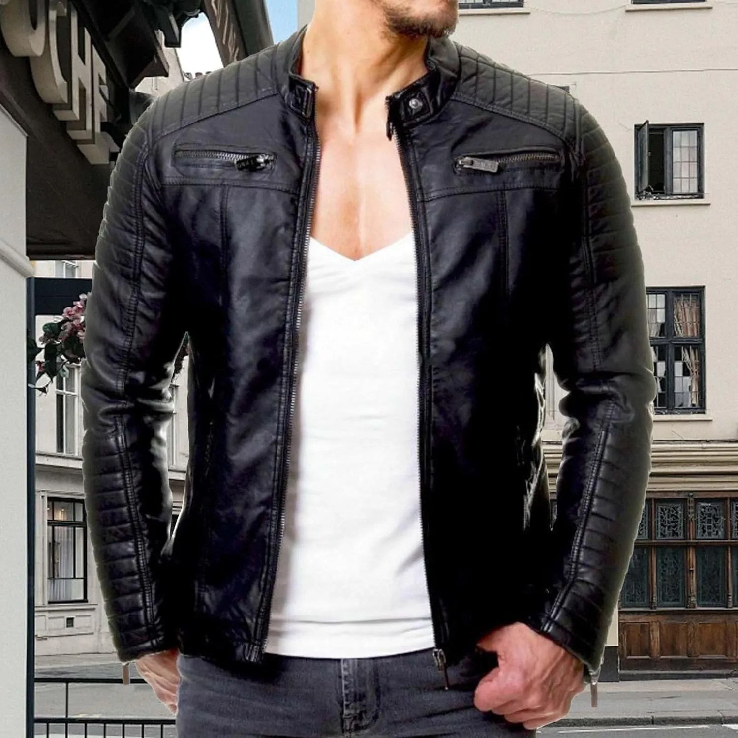 Leather Jacket Mens Club Coat Vintage Autumn Winter Men Jacket Collar Men's Coats Jackets Mens Jacket Lightweight