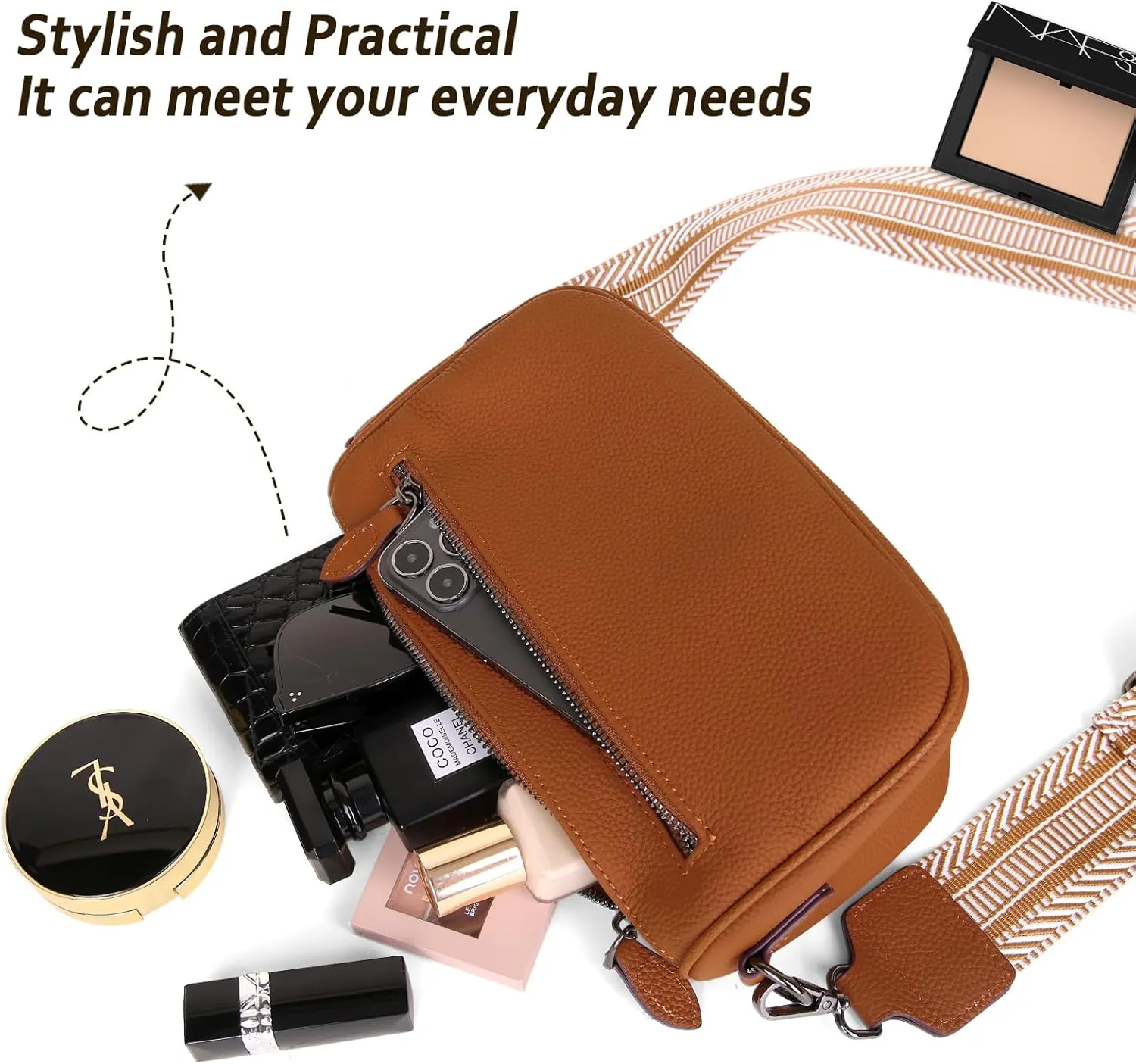 Leather Purse Crossbody Bag for Women: Genuine Leather Purses for Women Trendy - Small Shoulder Cross Body Bag