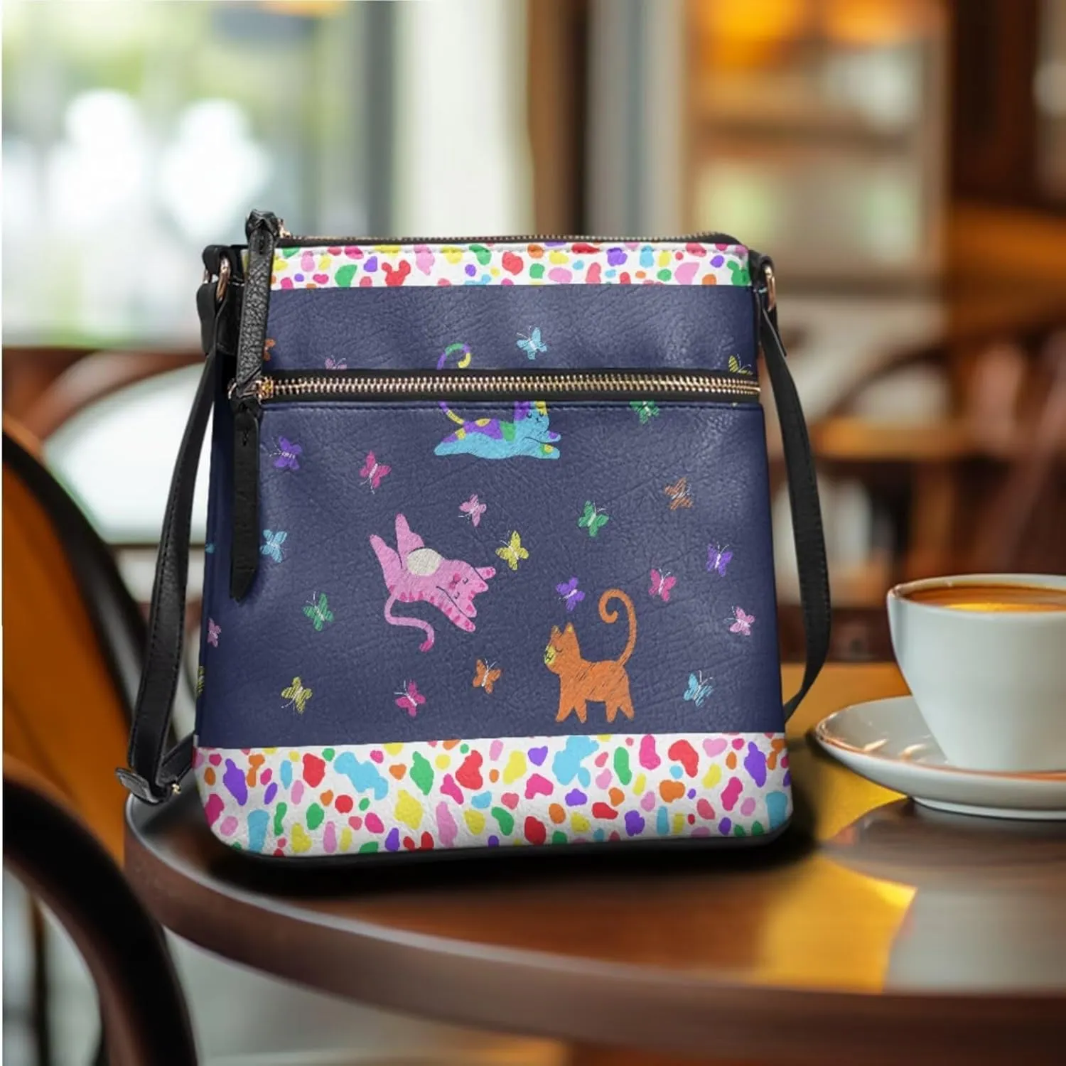 Leather Purses 2Pcs, Fashion Shoulder Bag with Belt Wallet Set of 2 Lightweight & Portable for Independence Day