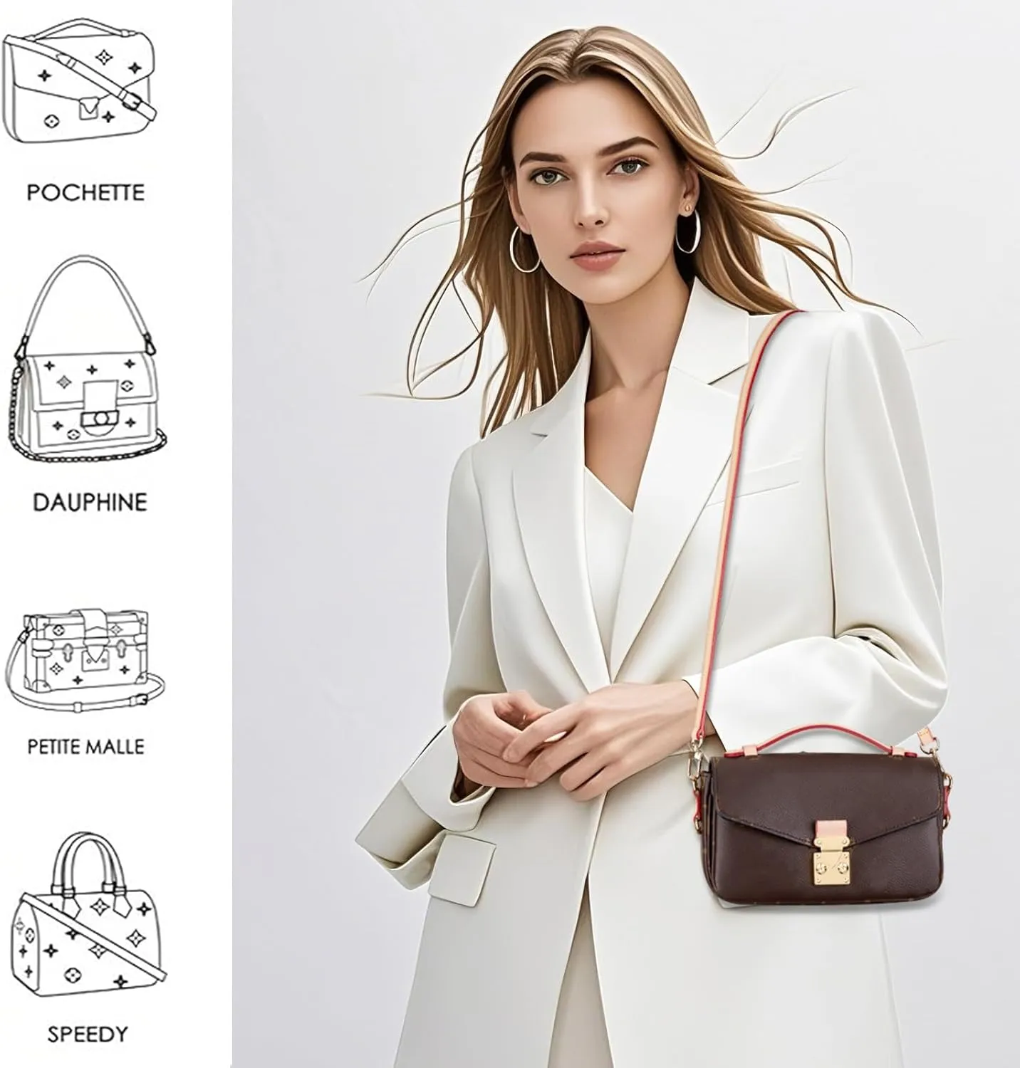 Leather Replacement Bags Strap Crossbody Shoulder Strap for Speedy Women