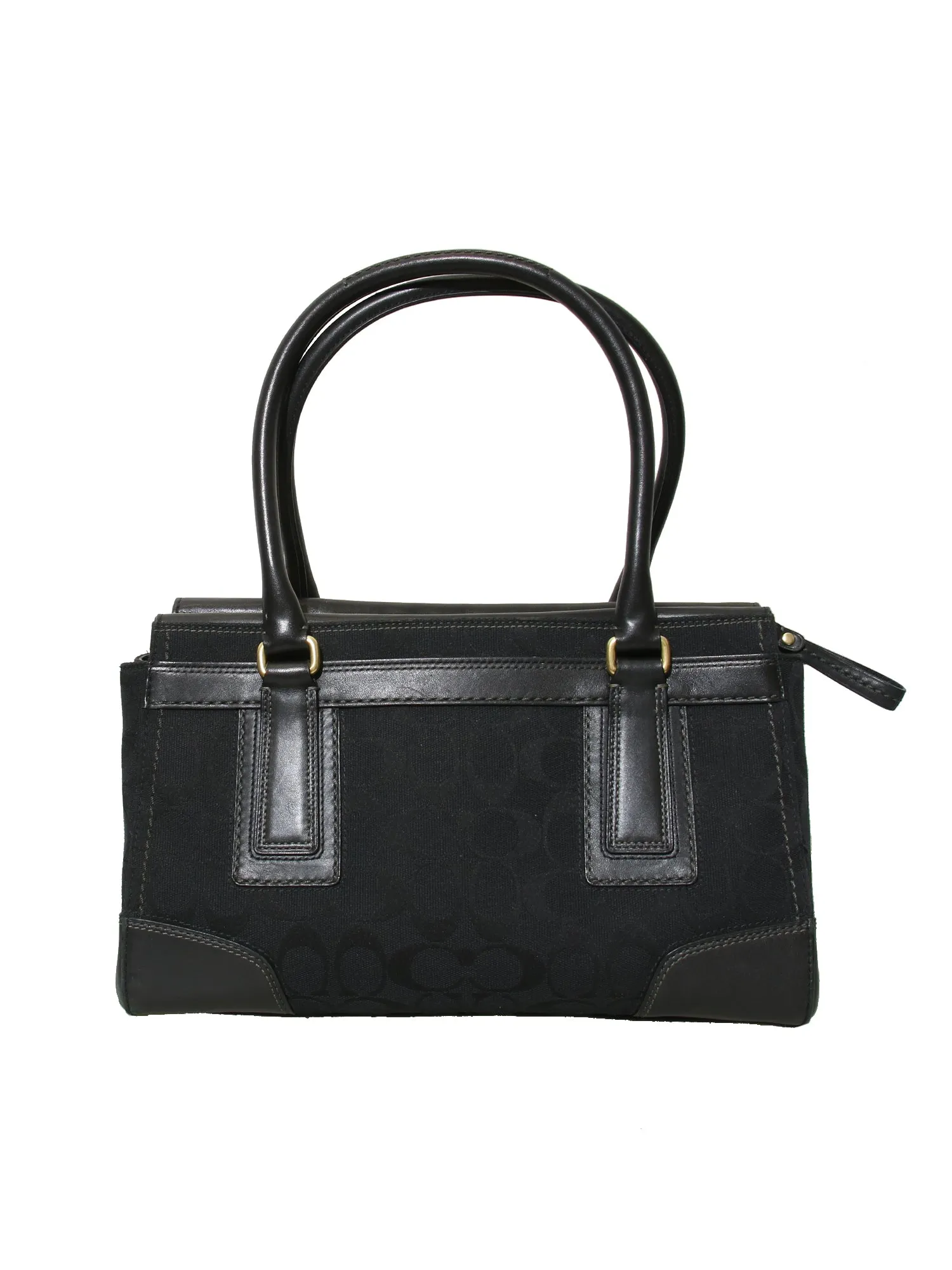 Leather Trimmed Canvas Monogram Tote