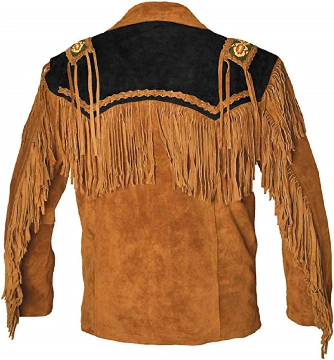 LEATHERAY Western Leather Jackets for Men Cowboy Leather Jacket and Fringe Beaded Coat Suede Leather shirt