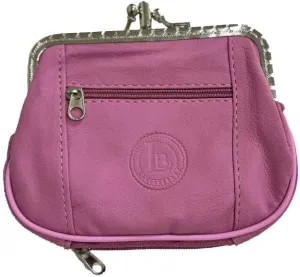 Leatherboss Genuine Leather Double Frame Coin Purse Wallet with Zipper Pocket