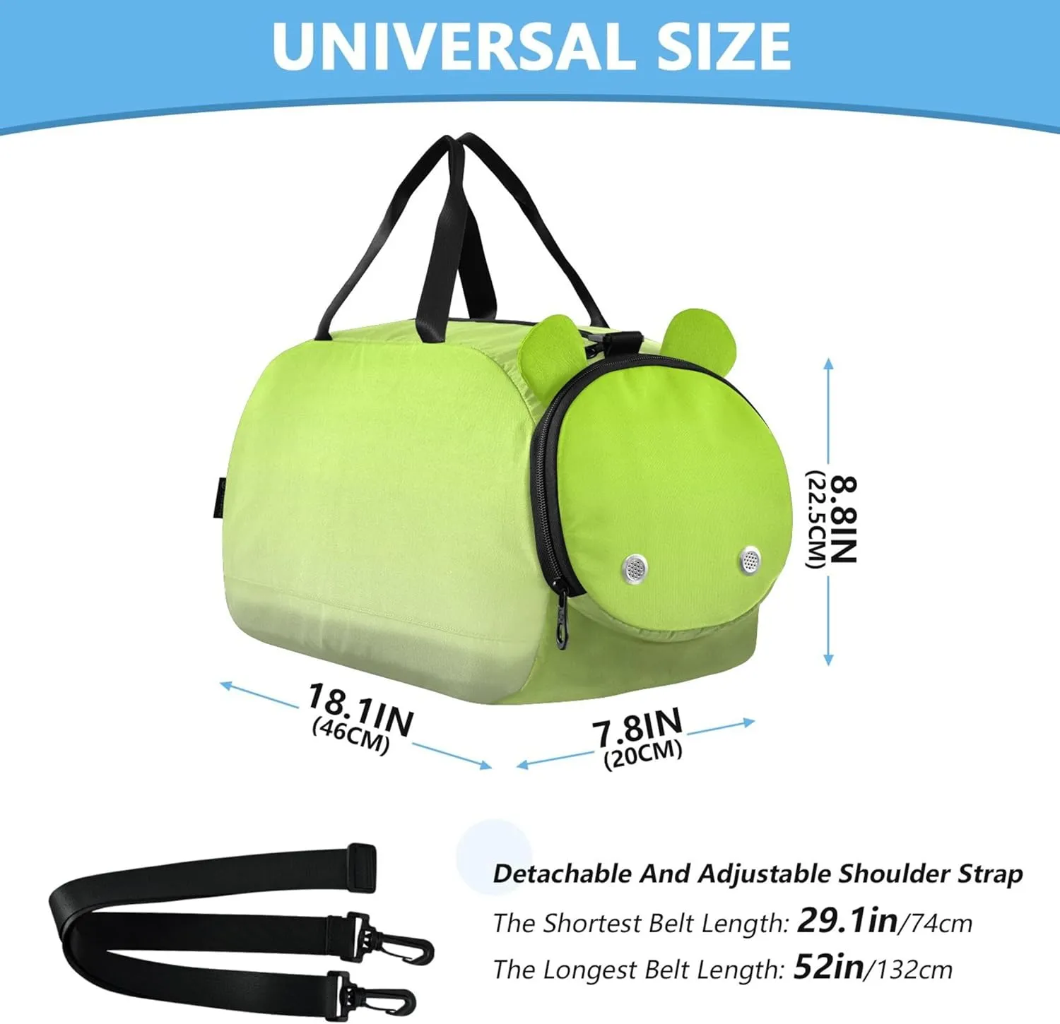 Lemon Green Snow White Gradient Girls Duffle Bags for Travel Overnight Weekender Duffel Gym Kids Luggage Carry on Duffel Bag for Boys