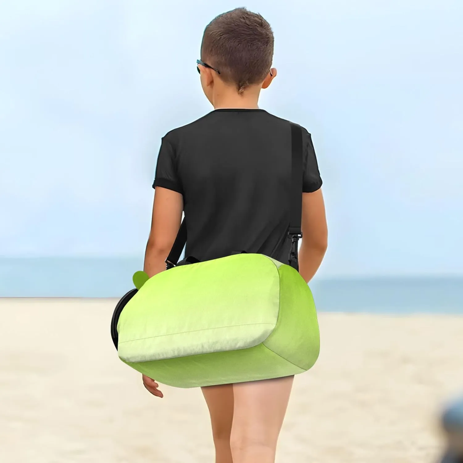 Lemon Green Snow White Gradient Girls Duffle Bags for Travel Overnight Weekender Duffel Gym Kids Luggage Carry on Duffel Bag for Boys